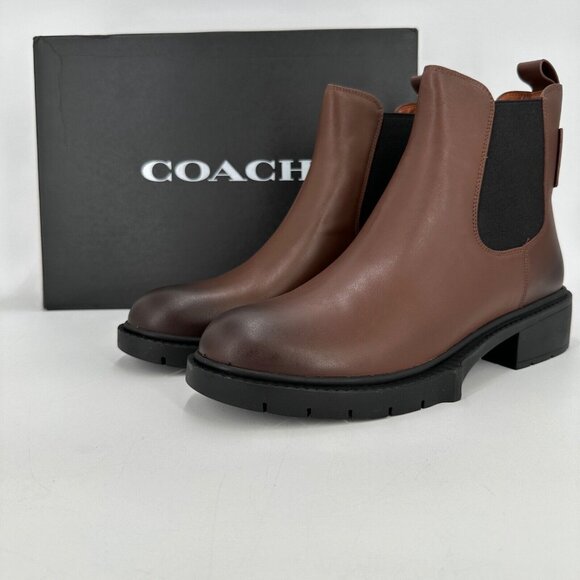 Coach Women's Lyden Leather Chelsea Boot Ankle Bootie - Walnut G5488 - Size 9.5B - Picture 3 of 6
